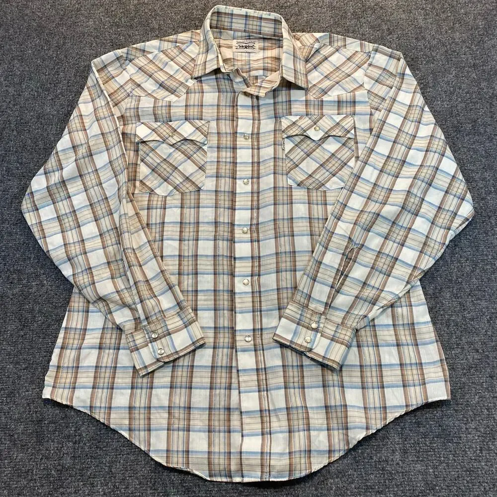 Vintage Levi's Plaid Pearl Snap Western Shirt Men Large Long Sleeve Cowboy Rodeo